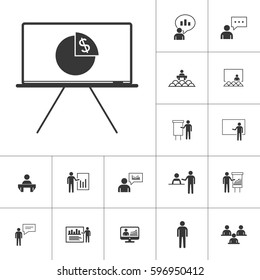 business presentation icon set on white background