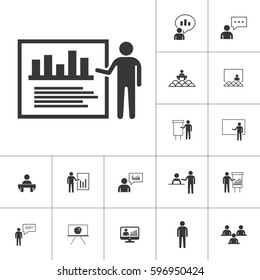 business presentation icon set on white background