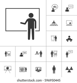 business presentation icon set on white background