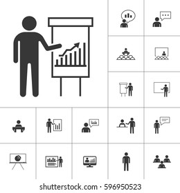 business presentation icon set on white background