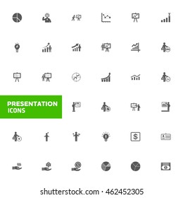 Business Presentation icon set. vector black icon illustration