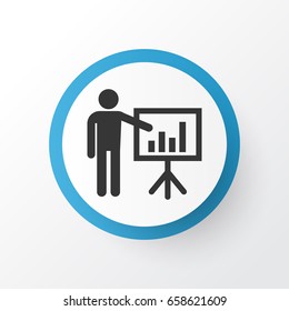 Business Presentation Icon Symbol. Premium Quality Isolated Presenting Man Element In Trendy Style.