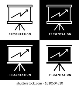 Business Presentation Icon Symbol. Statistics Growth Report Logo Vector Illustration