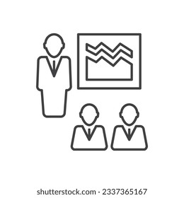 business presentation icon, team meeting graph report icon
