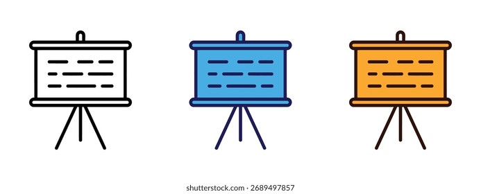Icono de presentación de negocios. Vector de reuniones de negocios atractivas y lecciones dinámicas en el aula. Ilustración vectorial.