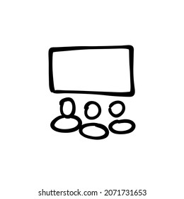 business presentation icon in vector. Logotype - Doodle