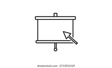 Icono de presentación de negocios Vector. Seminario de formación de la conferencia de diseño de pantalla de proyector de educación. Gráfico minimalista de ilustración aislada en blanco y negro. Planificación estratégica.