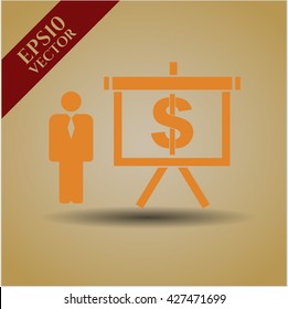icono de presentación de negocios vector símbolo de pechos planos jpg