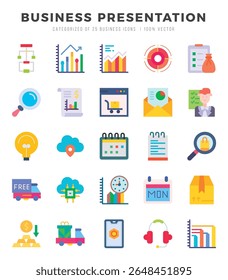 Business Presentation Icons bundle. Flat style Icons. Vector illustration.