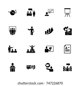 Business Presentation icons - Expand to any size - Change to any colour. Flat Vector Icons - Black Illustration on White Background.
