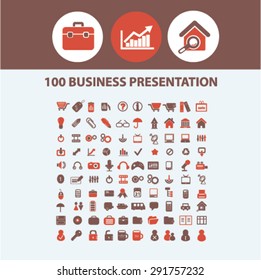 business presentation icons, illustrations