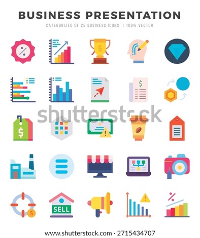 Business Presentation icons set. Collection of simple Flat web icons.