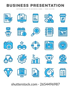 Business Presentation icons set. Vector illustration.