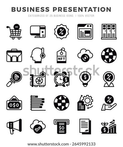 Business Presentation icons set. Vector illustration.