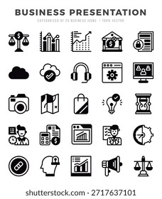 Business Presentation icons set for website and mobile site and apps.