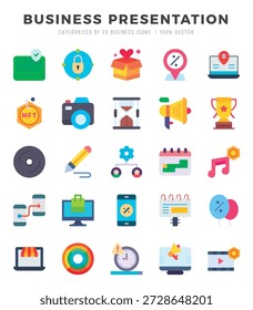 Iconos de presentación de negocios establecidos para el Sitio web y el sitio móvil y los App.