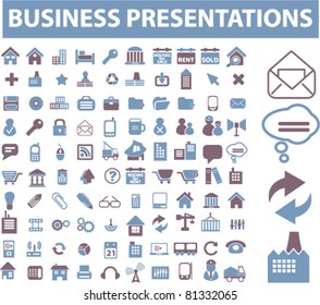 business & presentation icons, signs, vector illustrations