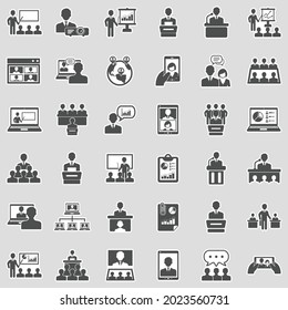 Business Presentation Icons. Sticker Design. Vector Illustration.