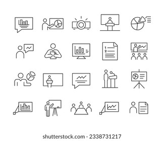 Business Presentation Icons - Vector Line. Editable Stroke.