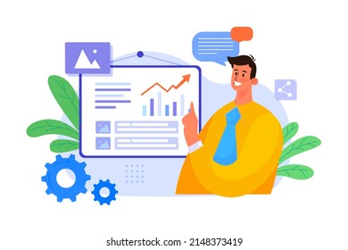 Business Presentation Illustration concept. Flat illustration isolated on white background