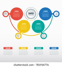 Business presentation or info graphic with 4 options. Vector infographics of technology or education process. Web Template of a chart, mindmap or diagram. Part of the annual report.
