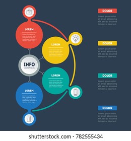 Business presentation or info graphic with 4 options. Vector infographics of technology or education process. Web Template of a chart, annual report, mindmap or diagram.