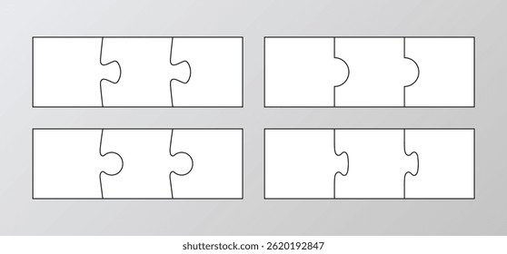 Business presentation infographic with 3 pieces. Jigsaw info graphic. Puzzle presentation for infographics, steps, parts of process diagram. Puzzle grid. Vector