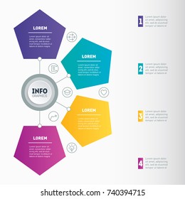 Business presentation or infographic with 4 options. Vector dynamic infographics or mind map of technology or education process. Example of a chart, mindmap or diagram.