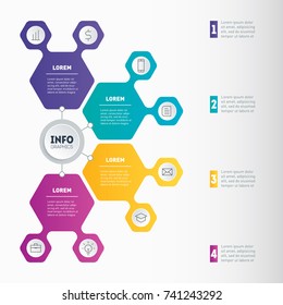 Business presentation or infographic with 4 options. Example of a chart, mindmap or diagram with 4 steps. Vector dynamic infographics or mind map of technology or education process