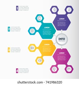 Business presentation or infographic with 4 options. Vector dynamic infographics or mind map of technology or education process. Example of a chart, mindmap or diagram with 4 steps.