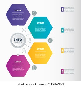 Business presentation or infographic with 4 options. Example of a chart, mindmap or diagram with 4 steps. Vector infographics or mind map of technology or education process.