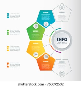 Business presentation or infographic with 4 options. Vector dynamic infographics or mind map of technology or education process. Web Template of a chart, mindmap or diagram