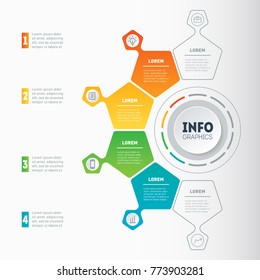 Business presentation or infographic with 4 options. Vector infographics with 4 parts of technology or education process. Web Template of a chart, info graphic, mindmap or diagram