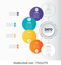 Business presentation or infographic with 4 options. Vector dynamic infographics or mind map of technology or education process. Web Template of a chart, mindmap or diagram.