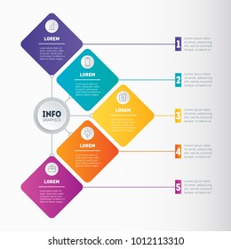 Business presentation or infographic with 5 options. Web Template of a chart, mindmap or diagram. Vector infographics or mind map of technology or education process with 5 steps.