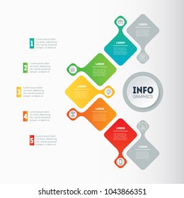 Business presentation or infographic with 5 options. Web Template of a chart, mindmap or diagram with 5 steps. Vector infographics or mind map of technology or education process.