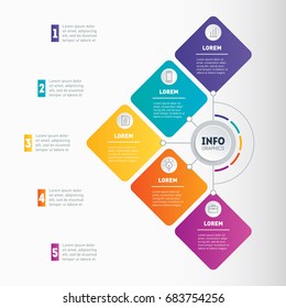 Business presentation or infographic with 5 options. Dynamic infographics of education process. Vector Web Template of a chart, infographic, mind map or diagram. Part of the report with 5 steps.