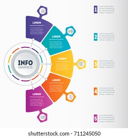 Business presentation or infographic with 5 options. Vector dynamic infographics or mind map of technology or education process. Web Template of a chart, mindmap or diagram with 5 steps.