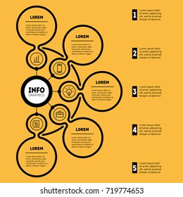 Business presentation or infographic with 5 options. Vector dynamic infographics or mind map of technology or education process with 5 steps. Web Template of a chart, mindmap or diagram
