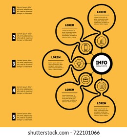 Business presentation or infographic with 5 options. Web Template of a chart, mindmap or diagram with 5 parts. Vector dynamic infographics or mind map of technology or education process with 5 steps