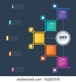 Business presentation or infographic with 5 options. Vector infographics or mind map of technology or education process with 5 steps. Web Template of a chart, mindmap or diagram.