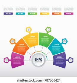 Business presentation or infographic with 6 options. Vector infographics or annual report with 6 parts of technology or education process. Web Template of a chart, info graphic, mindmap or diagram.