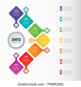 Business presentation or infographic with 7 options. Web Template of a chart, mindmap or diagram. Vector dynamic infographics or mind map of technology or education process with 7 steps.