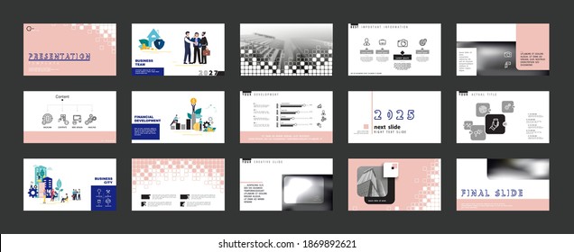 Business presentation, infographic design template with pink pixels elements, background. Start a business. A team of people creates a business. Financial work. Use of flyers, marketing, SEO, cover