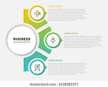Business presentation infographic design template with 3 steps or options, vector illustration.