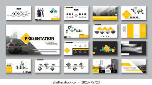 Business presentation, infographic design yellow elements template, background. Business travel by car. A team of people creates a city business.Financial work in a team Use of flyers in marketing,SEO