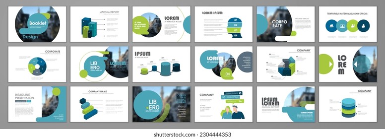 Conjunto de elementos infográficos de presentación empresarial. Antecedentes de la presentación de los temas principales, diseño de plantillas de diapositivas, ideas del sitio web, diseño de portada de folletos, página de inicio, folleto del informe anual Ilustración vectorial