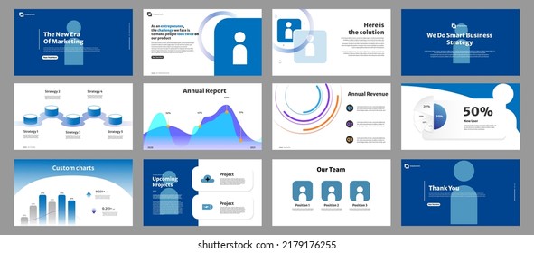 Conjunto de plantillas de infografía de presentación comercial. antecedentes de presentación, plantillas de diapositivas, ideas de sitios web, diseño de portada, página de inicio, folleto del informe anual. Vector