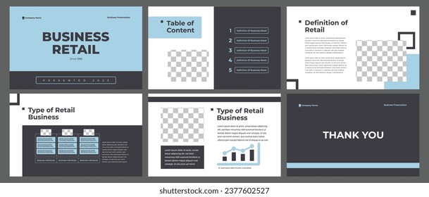 Business presentation infographic template set. Keynote presentation background, slide templates design, brochure cover design, landing page, annual report brochure. Vector Illustration