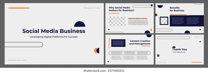 Business presentation infographic template set. Keynote presentation background, slide templates design, brochure cover design, landing page, annual report brochure. Vector Illustration